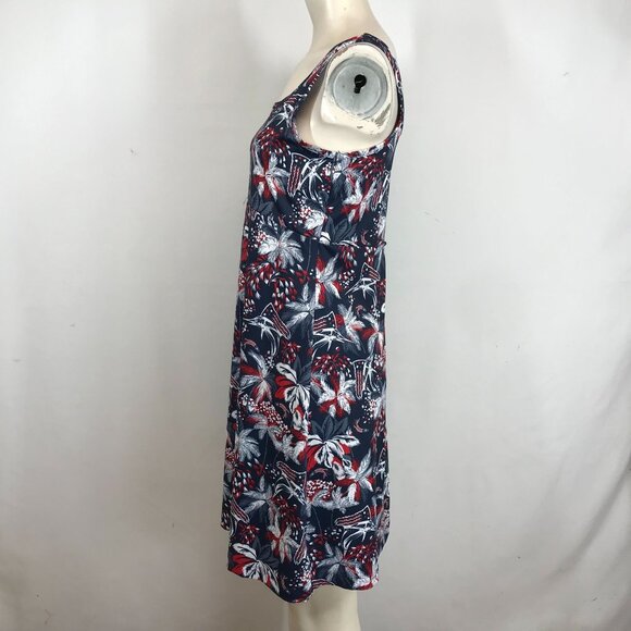 COLUMBIA PFG - WOMEN'S MEDIUM - RED & BLUE SLEEVELESS FLORAL SUMMER DRESS - Picture 6 of 9
